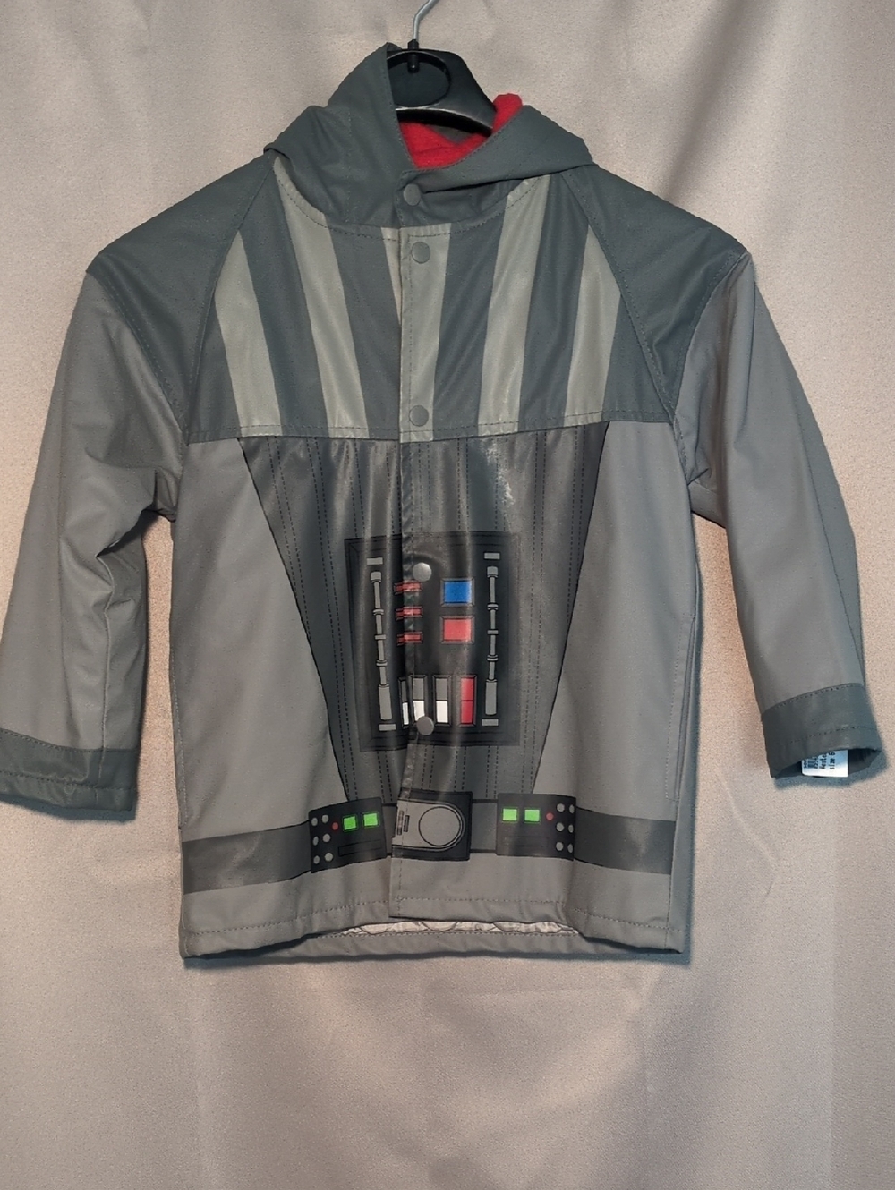 Gray Darth Vader-Inspired Kids Star Wars Rain Jacket - Hooded